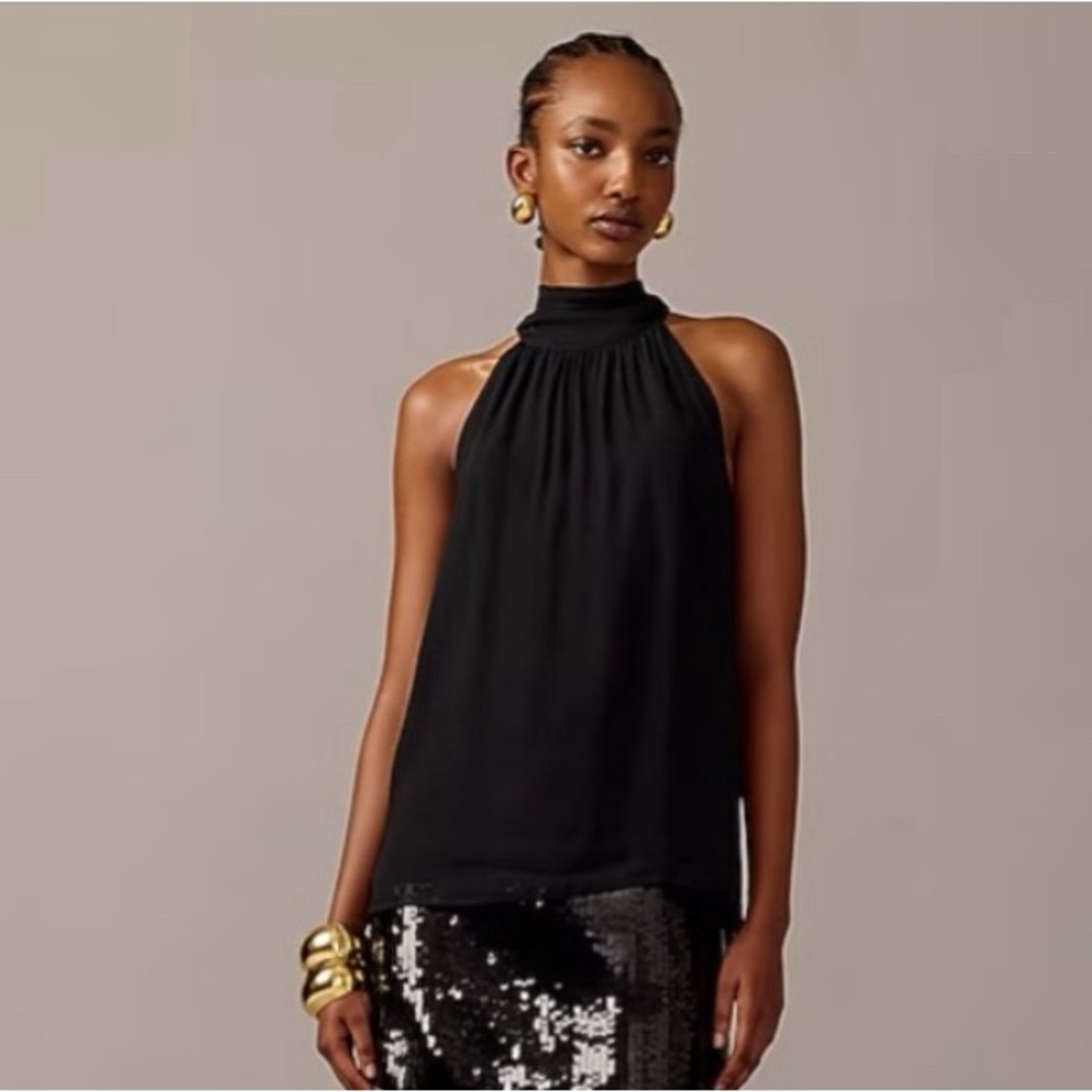 J CREW HIGH NECK TIE HALTER TOP